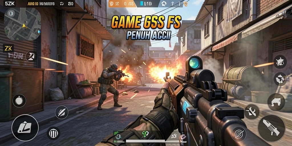 Tampilan gameplay seru dari 5ZK dengan aksi FPS yang menegangkan.