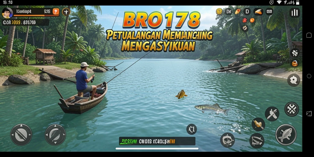Tampilan gameplay BRO178 yang menampilkan pengalaman memancing yang realistis.