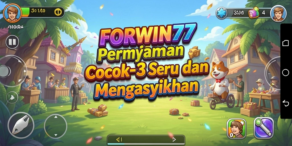 Tampilan gameplay Match-3 yang menarik dan penuh warna di FORWIN77.