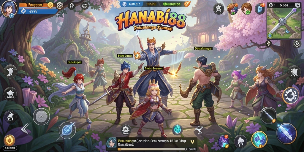 Tangkapan layar gameplay <strong>HANABI88</strong> menampilkan petualangan menegangkan di dunia fantasi.