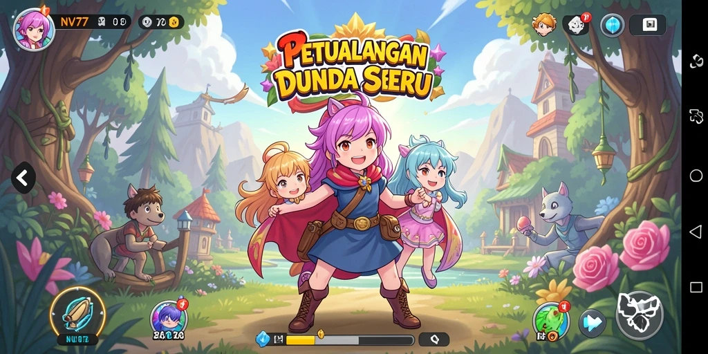 Tampilan gameplay menarik dari NV77 dengan karakter anime.
