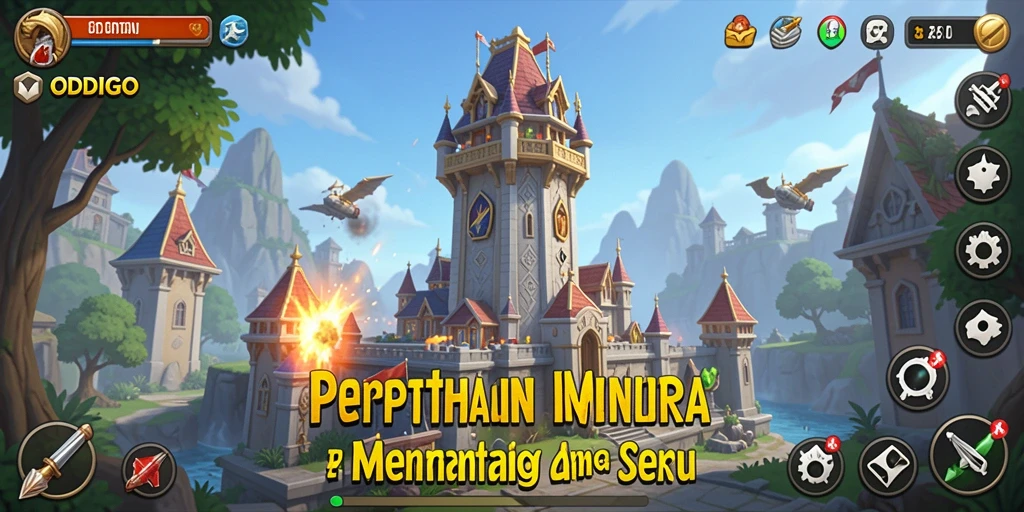 Tampilan gameplay menakjubkan di ODDIGO dengan strategi Tower Defense.