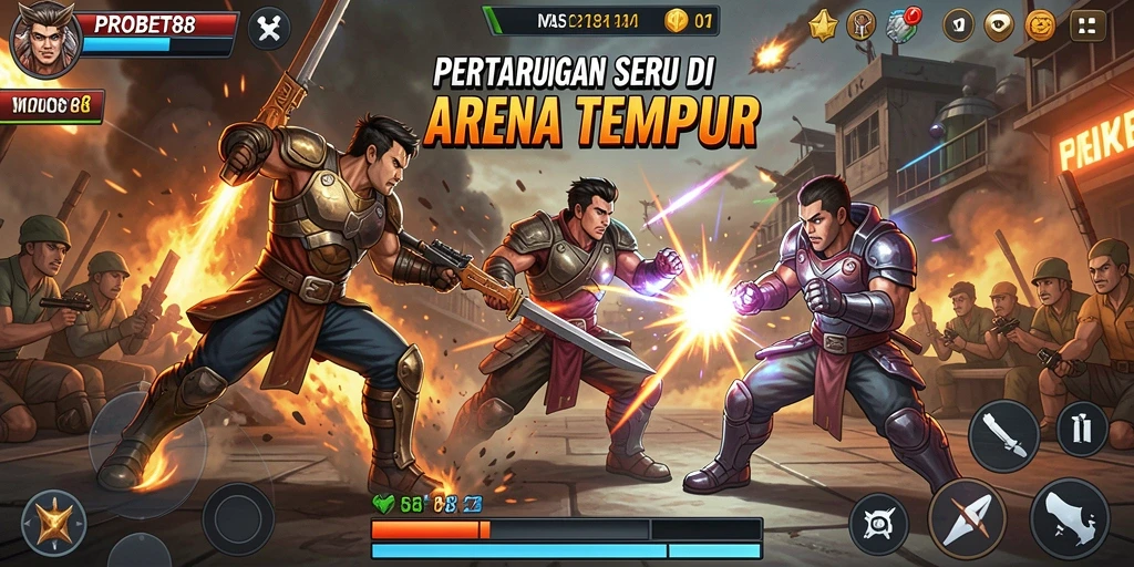 Gameplay PROBET88 yang intens dan mendebarkan di arena pertarungan.
