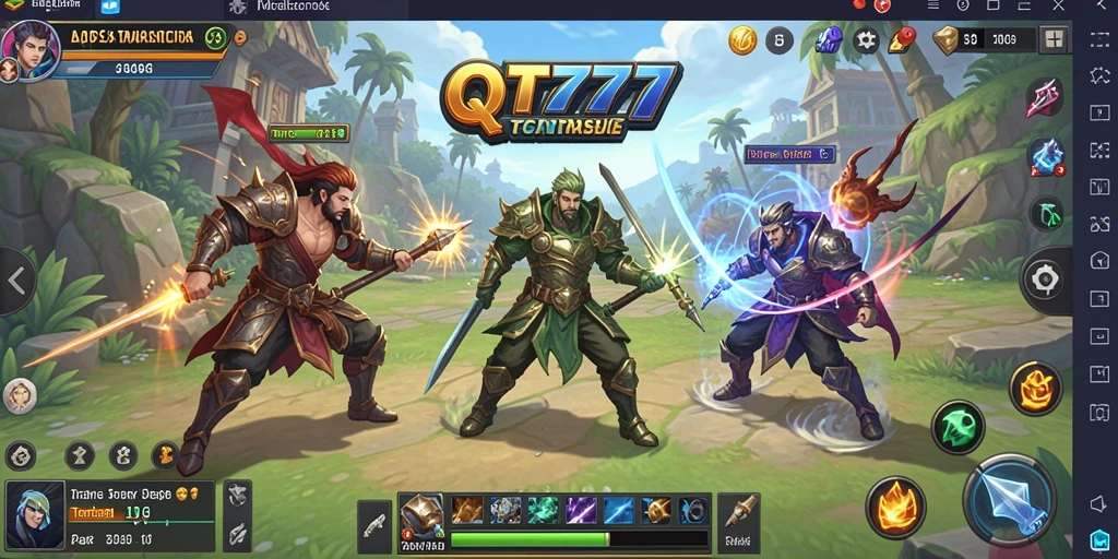Screenshot gameplay QT777 yang menampilkan pertempuran strategi epik.