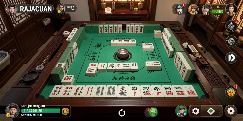 Screenshot menunjukkan gameplay seru dan strategi permainan Mahjong.